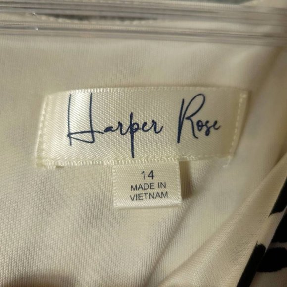 Harper Rose Womens Fit & Flare Dress Ivory Midi Cheetah Print Zip Stretch 14 New - Picture 6 of 8